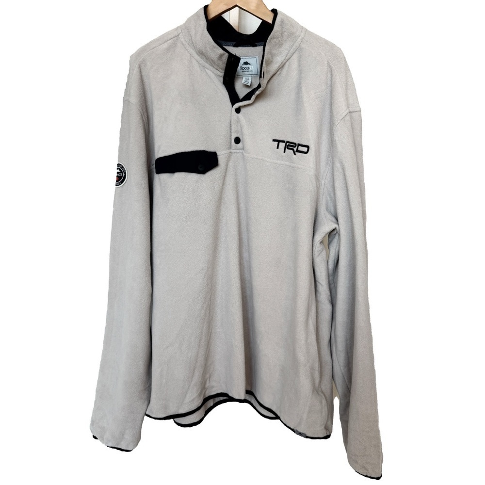 Roots 73 Men's 3XL Beige Toyota TRD Half Snap Pullover Sweater Jacket Fleece